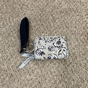Vera Bradley Cream and Black Floral Wristlet